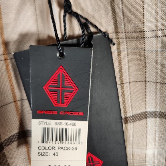 Swiss Cross Men's Casual Shorts 40X12‎ w/ Belt Plaid Beige Pack-39 NWT - Picture 6 of 16